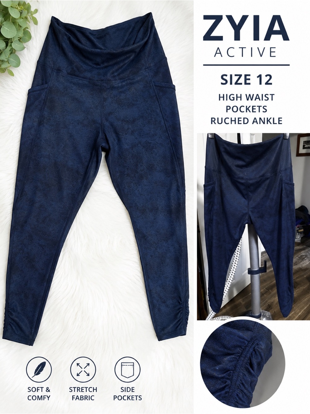 💙 ZYIA Active Navy Leggings – Size 12